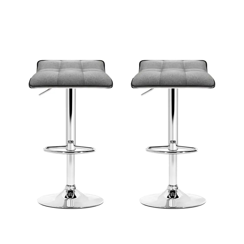 Artiss 2x Bar Stools Linen Padded Gas Lift - Furniture > Bar Stools & Chairs