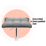 Artiss 2x Bar Stools Linen Padded Gas Lift - Furniture > Bar Stools & Chairs
