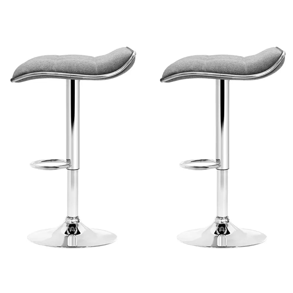 Artiss 2x Bar Stools Linen Padded Gas Lift - Furniture > Bar Stools & Chairs