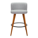 Artiss 2x Bar Stools Linen Padded Wooden Grey - Furniture > Bar Stools & Chairs