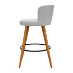 Artiss 2x Bar Stools Linen Padded Wooden Grey - Furniture > Bar Stools & Chairs