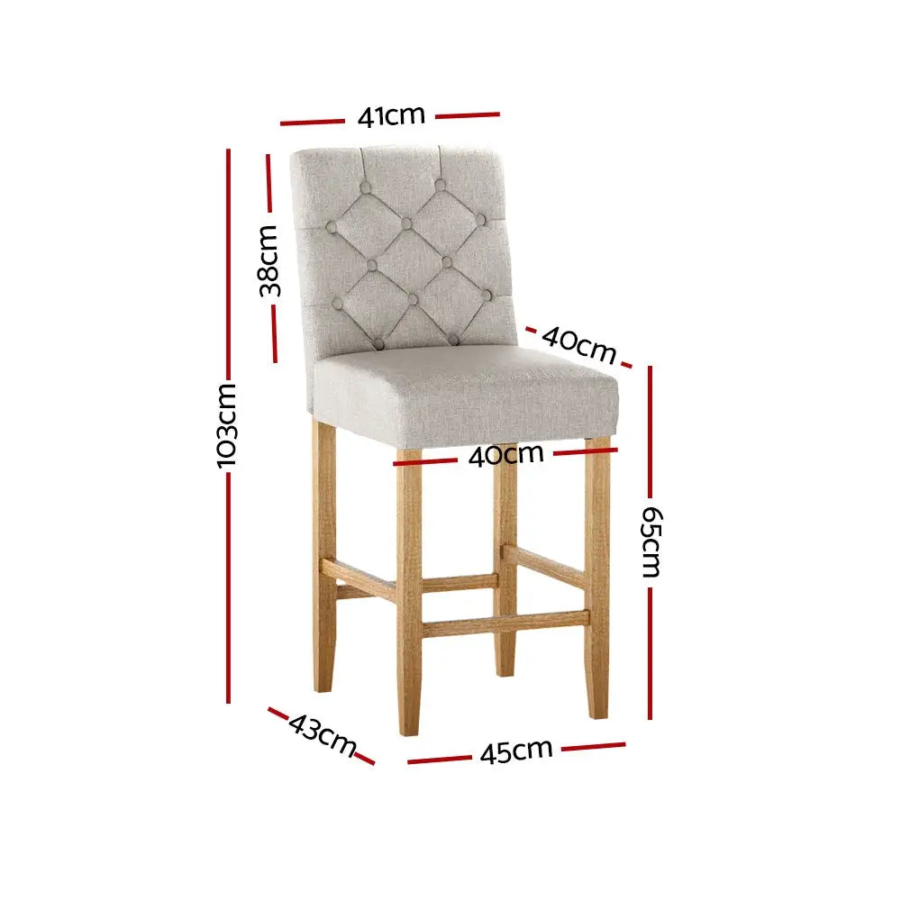 Artiss 2x Bar Stools Linen Upholstered Chairs - Furniture > Bar Stools & Chairs