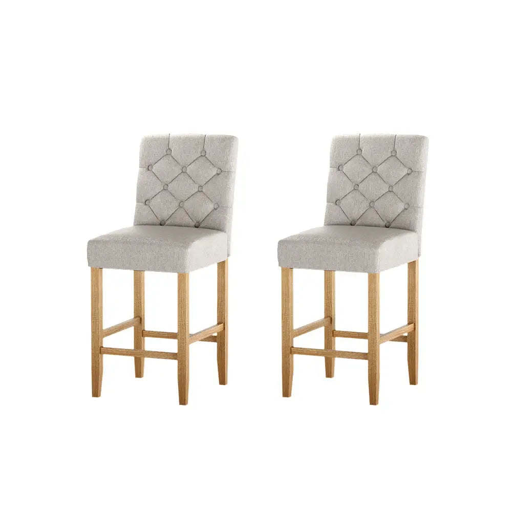 Artiss 2x Bar Stools Linen Upholstered Chairs - Furniture > Bar Stools & Chairs