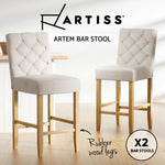 Artiss 2x Bar Stools Linen Upholstered Chairs - Furniture > Bar Stools & Chairs