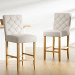 Artiss 2x Bar Stools Linen Upholstered Chairs - Furniture > Bar Stools & Chairs