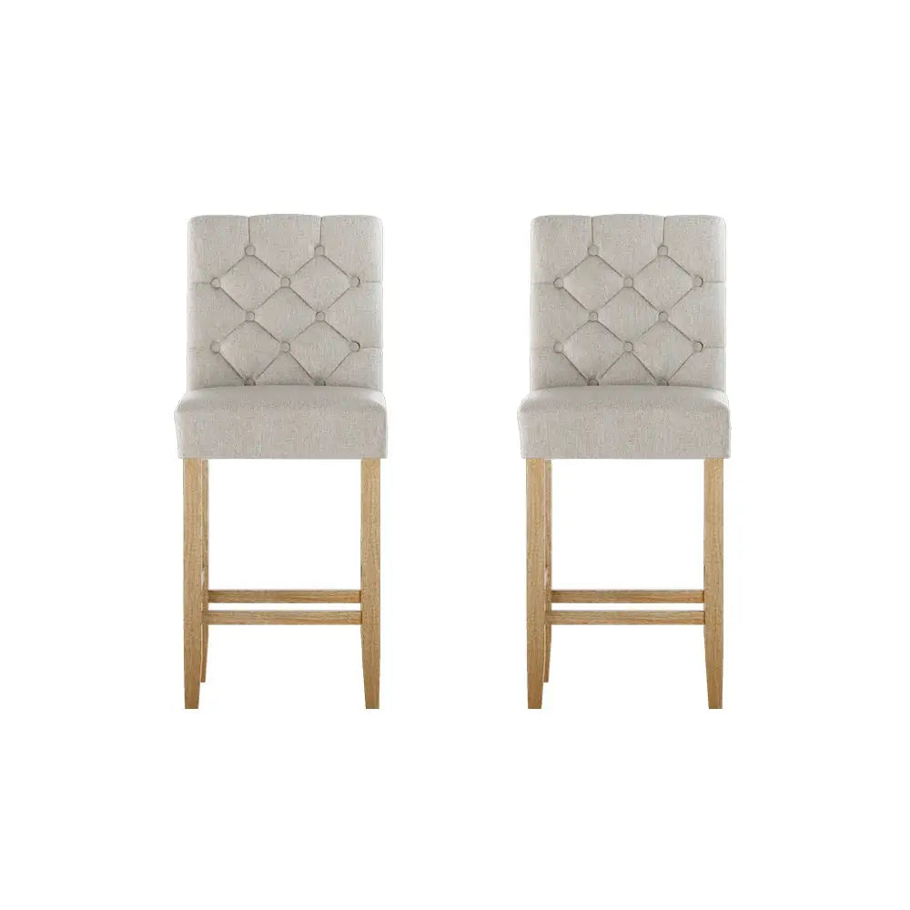 Artiss 2x Bar Stools Linen Upholstered Chairs - Furniture > Bar Stools & Chairs