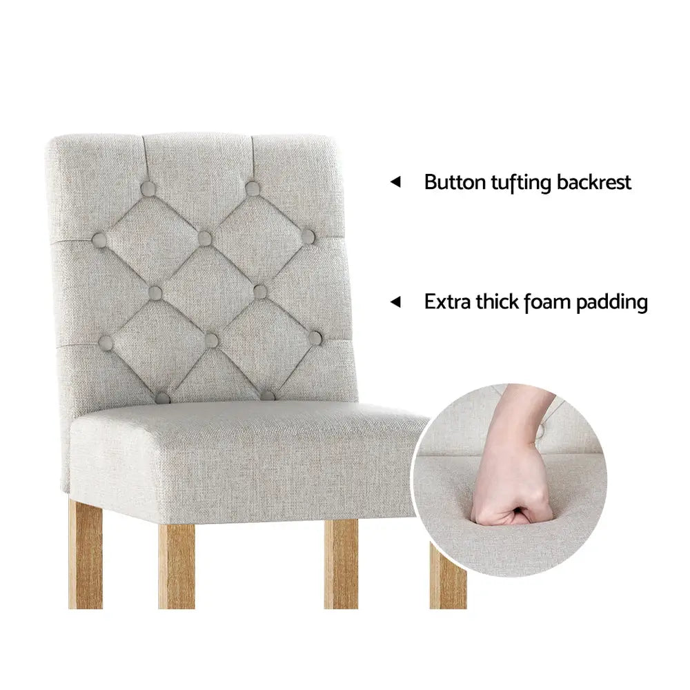 Artiss 2x Bar Stools Linen Upholstered Chairs - Furniture > Bar Stools & Chairs