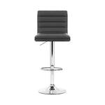 Artiss 2x Bar Stools Padded Leather Gas Lift Grey - Furniture > Bar Stools & Chairs
