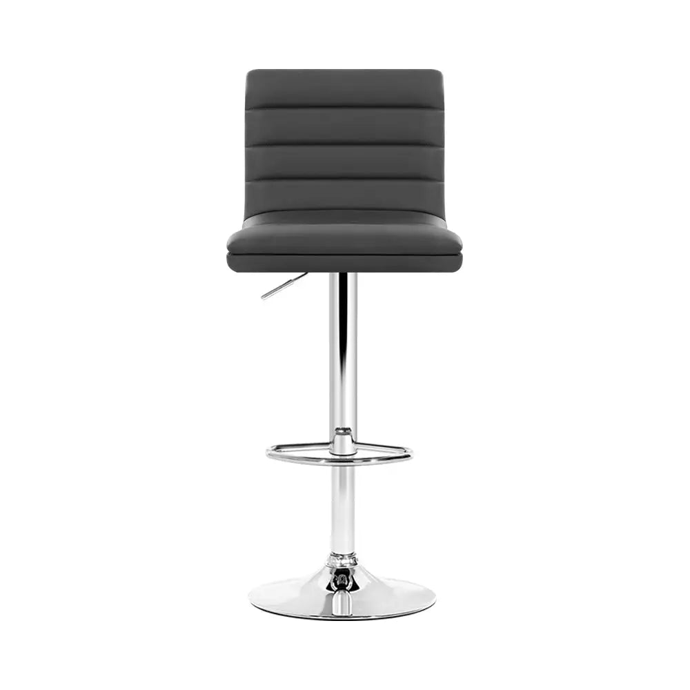 Artiss 2x Bar Stools Padded Leather Gas Lift Grey - Furniture > Bar Stools & Chairs