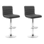 Artiss 2x Bar Stools Padded Leather Gas Lift Grey - Furniture > Bar Stools & Chairs