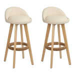 Artiss 2x Bar Stools Padded Leather Wooden Beige - Furniture > Bar Stools & Chairs