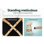 Artiss 2x Bar Stools Padded Leather Wooden Beige - Furniture > Bar Stools & Chairs