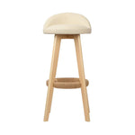 Artiss 2x Bar Stools Padded Leather Wooden Beige - Furniture > Bar Stools & Chairs