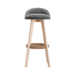 Artiss 2x Bar Stools Padded Linen Wooden Grey - Furniture > Bar Stools & Chairs