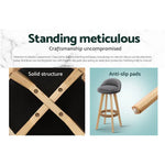 Artiss 2x Bar Stools Padded Linen Wooden Grey - Furniture > Bar Stools & Chairs