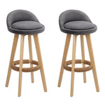 Artiss 2x Bar Stools Padded Linen Wooden Grey - Furniture > Bar Stools & Chairs