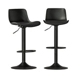 Artiss 2x Bar Stools Padded Seat Gas Lift Black - Furniture > Bar Stools & Chairs > Table & Bar Stools