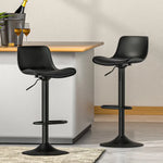 Artiss 2x Bar Stools Padded Seat Gas Lift Black - Furniture > Bar Stools & Chairs > Table & Bar Stools