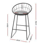 Artiss 2x Bar Stools Padded Seat Metal - Furniture > Bar Stools & Chairs
