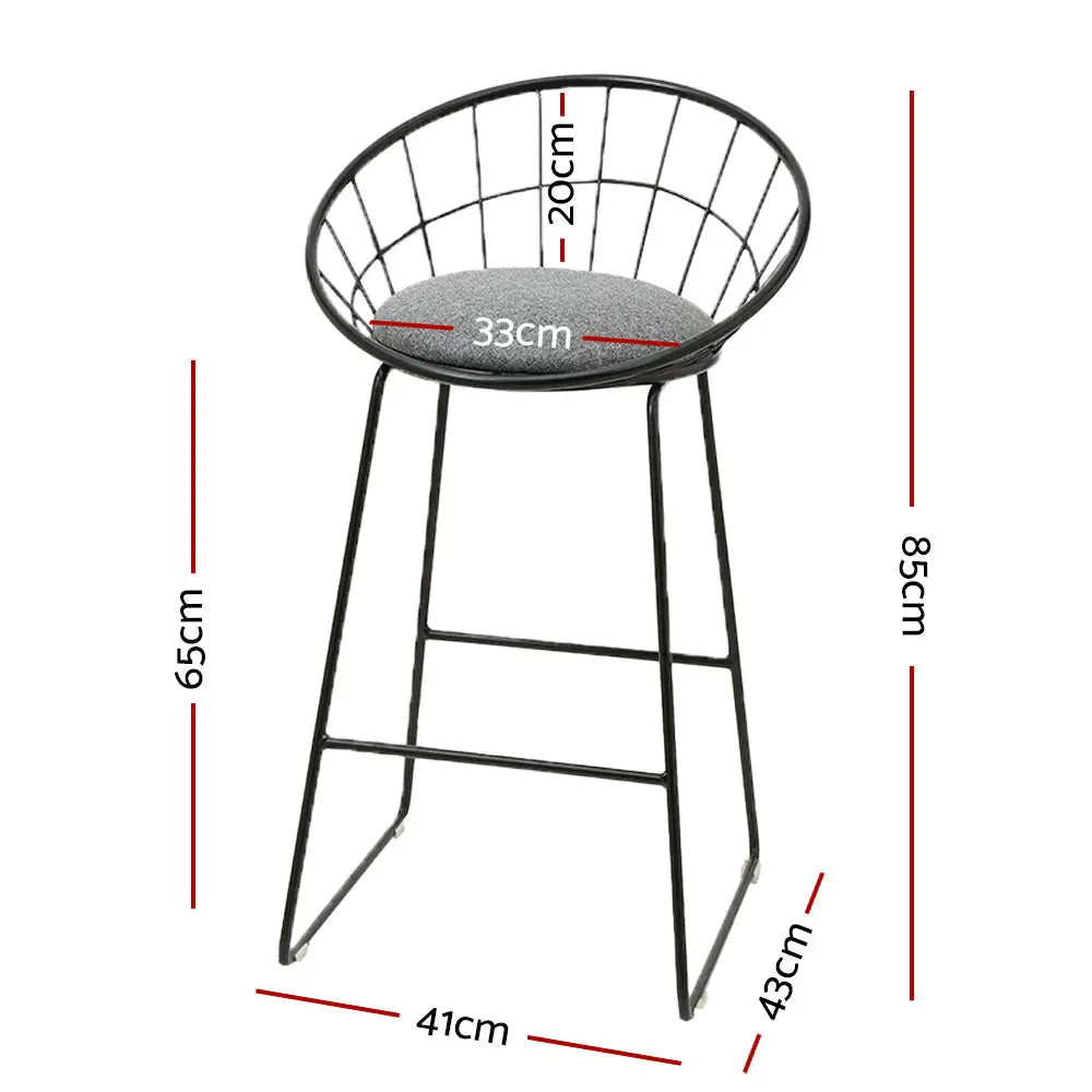 Artiss 2x Bar Stools Padded Seat Metal - Furniture > Bar Stools & Chairs