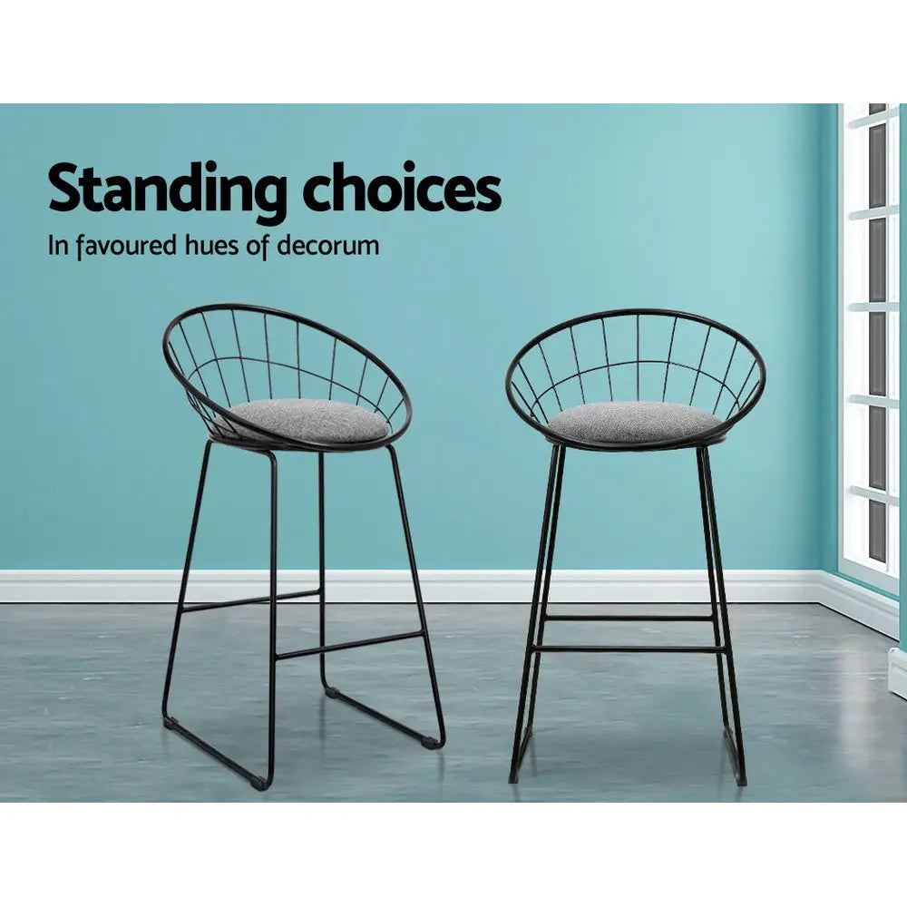 Artiss 2x Bar Stools Padded Seat Metal - Furniture > Bar Stools & Chairs