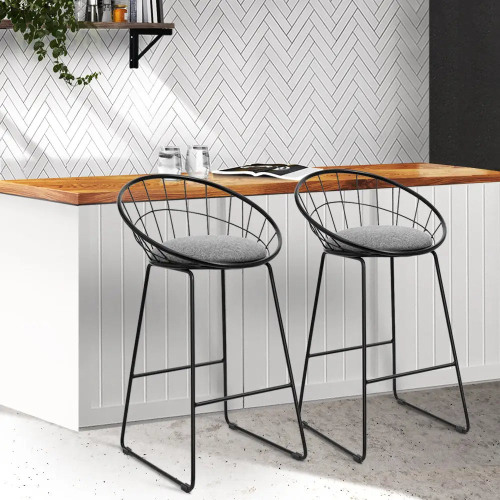 Artiss 2x Bar Stools Padded Seat Metal - Furniture > Bar Stools & Chairs