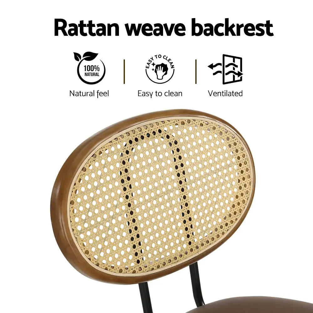 Artiss 2x Bar Stools PU Leather Stools Brown - Furniture > Bar Stools & Chairs > Table & Bar Stools