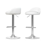 Artiss 2x Bar Stools PU Leather Gas Lift White - Furniture > Bar Stools & Chairs