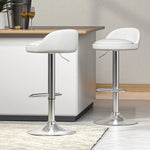 Artiss 2x Bar Stools PU Leather Gas Lift White - Furniture > Bar Stools & Chairs