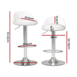 Artiss 2x Bar Stools PU Leather Gas Lift White - Furniture > Bar Stools & Chairs