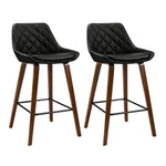 Artiss 2x Bar Stools PU Seat Wooden - Furniture > Bar Stools & Chairs