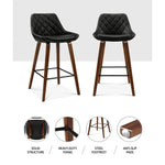 Artiss 2x Bar Stools PU Seat Wooden - Furniture > Bar Stools & Chairs