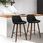 Artiss 2x Bar Stools PU Seat Wooden - Furniture > Bar Stools & Chairs