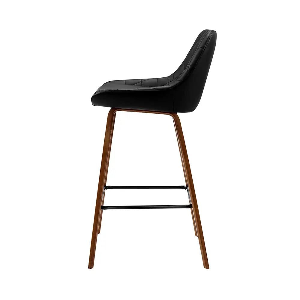 Artiss 2x Bar Stools PU Seat Wooden - Furniture > Bar Stools & Chairs