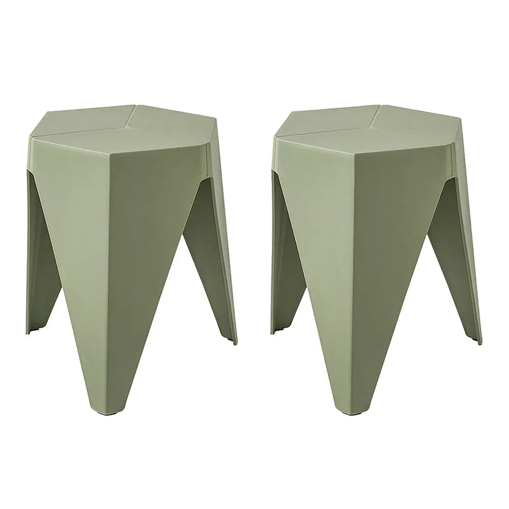 Artiss 2x Bar Stools Puzzle Plastic Foot Stool Green - Furniture > Bar Stools & Chairs > Table & Bar Stools
