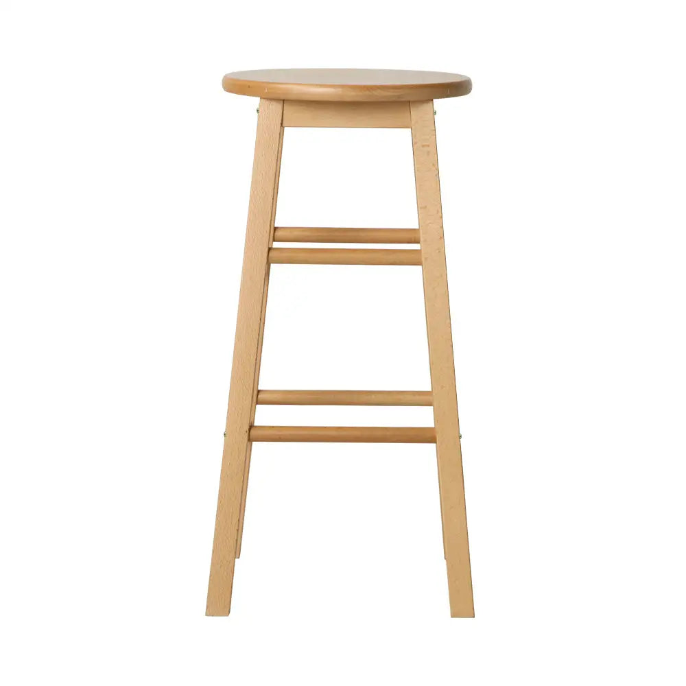 Artiss 2x Bar Stools Round Chairs Wooden Nature - Furniture > Bar Stools & Chairs