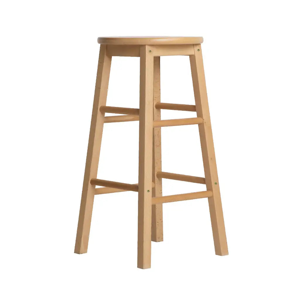 Artiss 2x Bar Stools Round Chairs Wooden Nature - Furniture > Bar Stools & Chairs