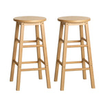 Artiss 2x Bar Stools Round Chairs Wooden Nature - Furniture > Bar Stools & Chairs