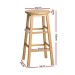 Artiss 2x Bar Stools Round Chairs Wooden Nature - Furniture > Bar Stools & Chairs