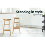 Artiss 2x Bar Stools Round Chairs Wooden Nature - Furniture > Bar Stools & Chairs