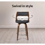Artiss 2x Bar Stools Swivel Leather Chair 65cm - Furniture > Bar Stools & Chairs