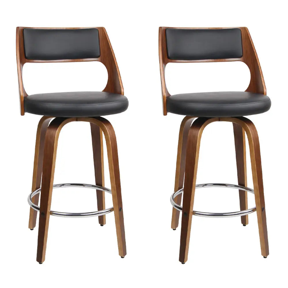 Artiss 2x Bar Stools Swivel Leather Chair 65cm - Furniture > Bar Stools & Chairs