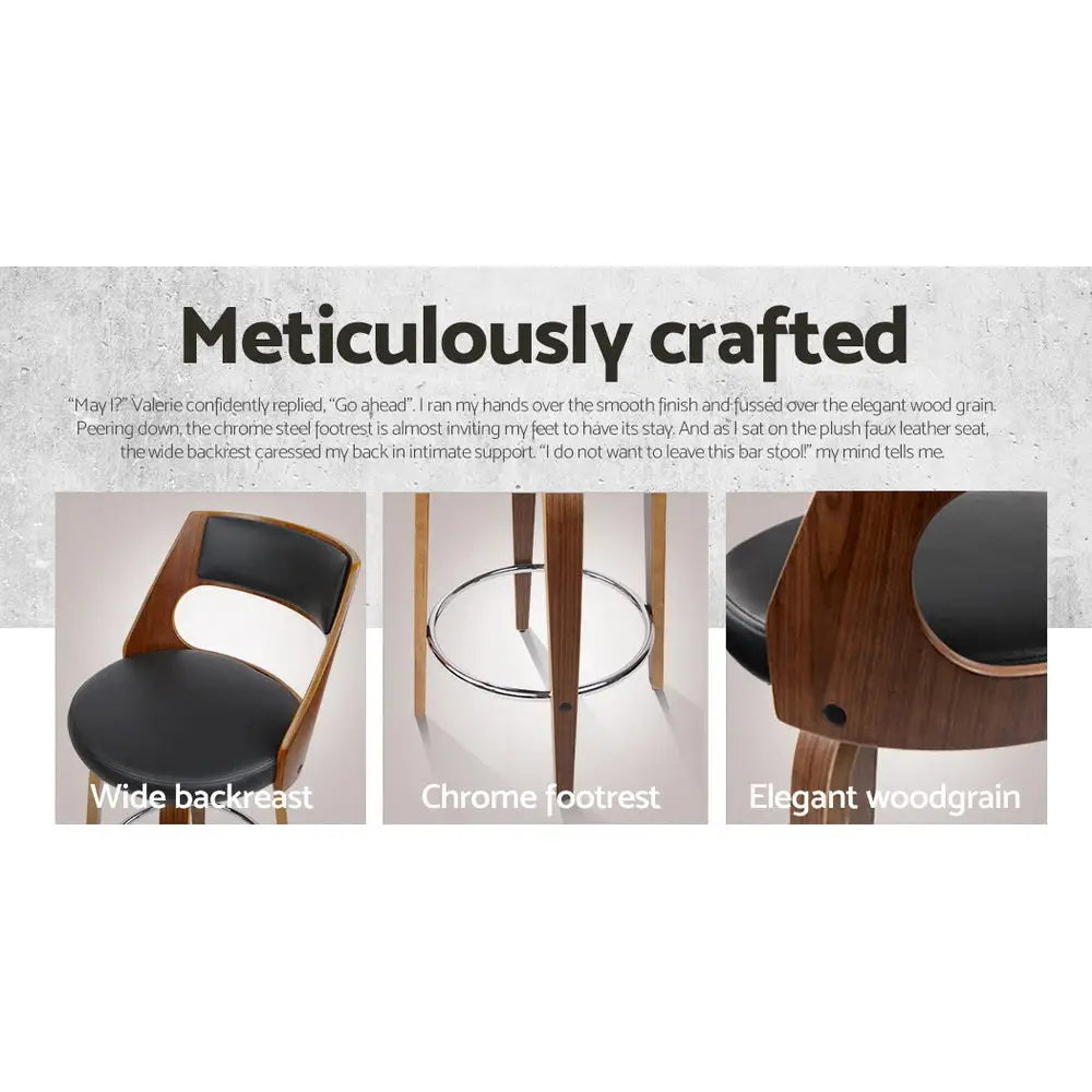 Artiss 2x Bar Stools Swivel Leather Chair 76cm - Furniture > Bar Stools & Chairs > Table & Bar Stools