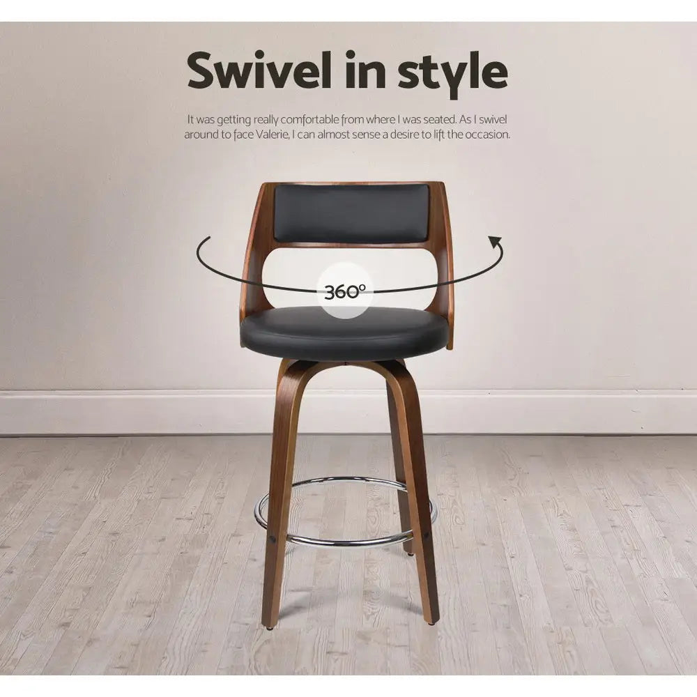 Artiss 2x Bar Stools Swivel Leather Chair 76cm - Furniture > Bar Stools & Chairs > Table & Bar Stools