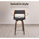Artiss 2x Bar Stools Swivel Leather Chair 76cm - Furniture > Bar Stools & Chairs > Table & Bar Stools