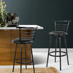 Artiss 2x Bar Stools Swivel Leather Padded Metal - Furniture > Bar Stools & Chairs > Table & Bar Stools