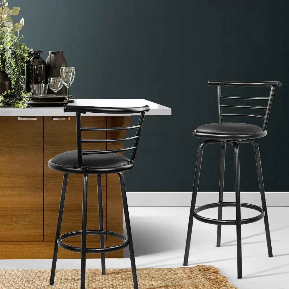 Artiss 2x Bar Stools Swivel Leather Padded Metal - Furniture > Bar Stools & Chairs > Table & Bar Stools