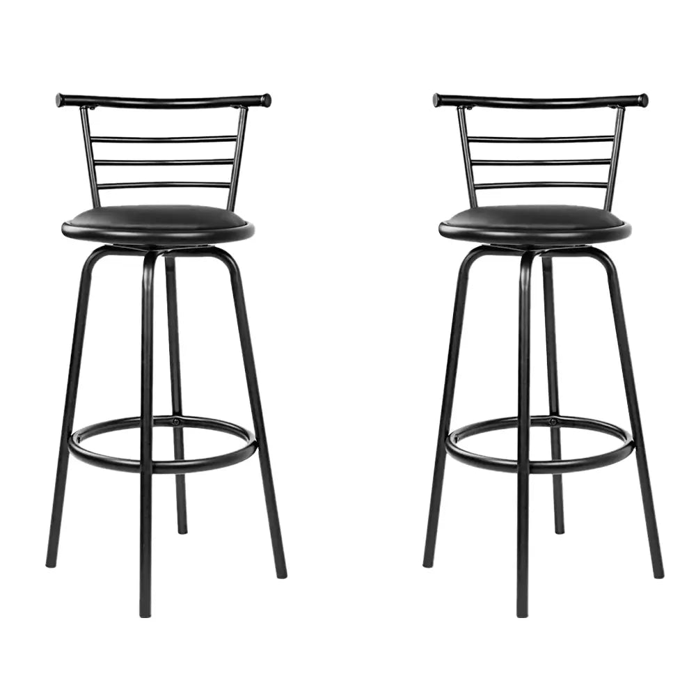 Artiss 2x Bar Stools Swivel Leather Padded Metal - Furniture > Bar Stools & Chairs > Table & Bar Stools