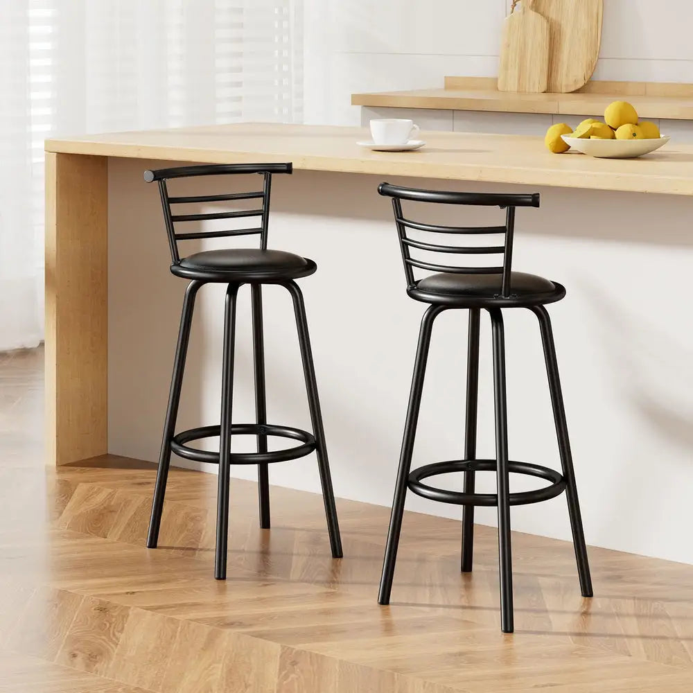 Artiss 2x Bar Stools Swivel Leather Padded Metal - Furniture > Bar Stools & Chairs > Table & Bar Stools