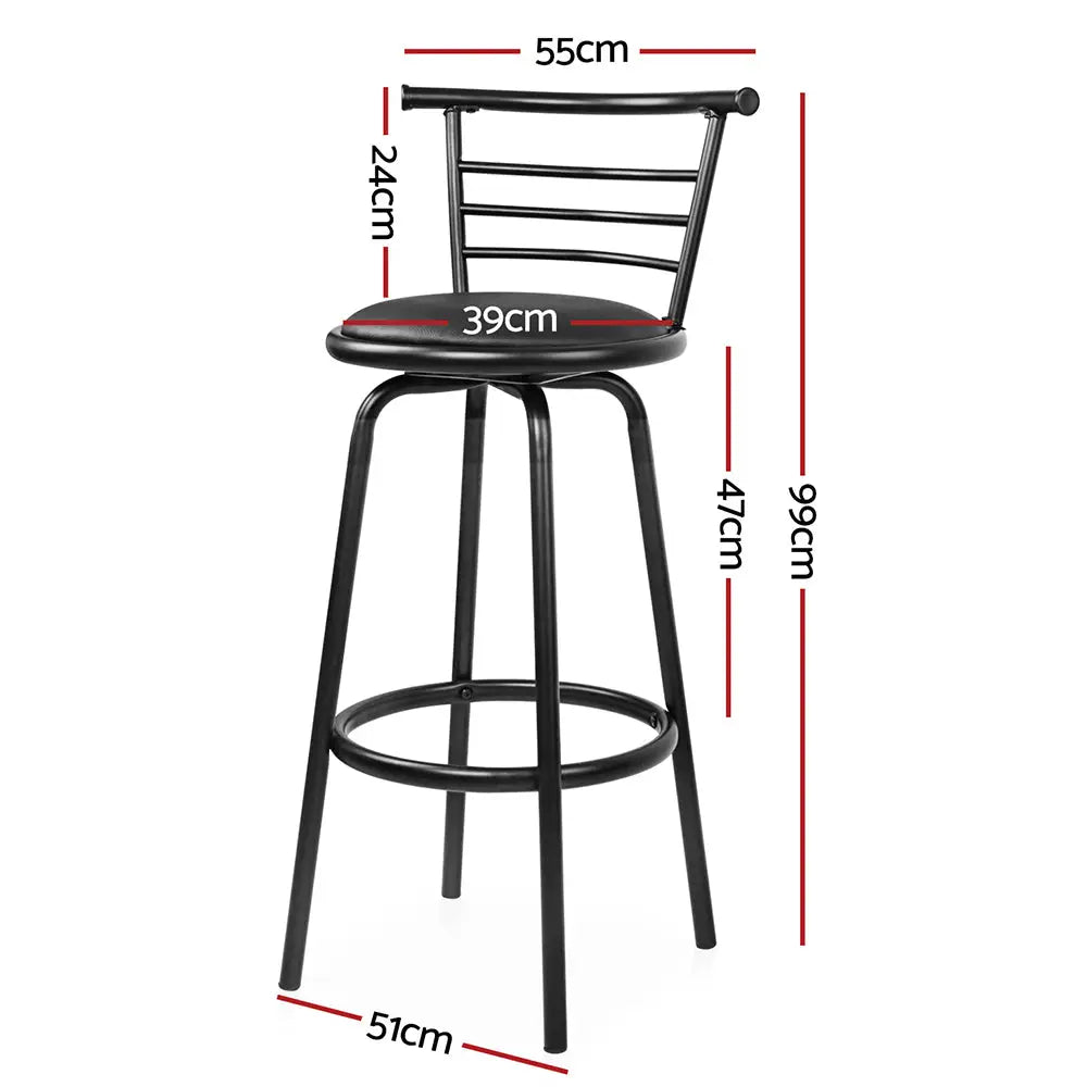 Artiss 2x Bar Stools Swivel Leather Padded Metal - Furniture > Bar Stools & Chairs > Table & Bar Stools